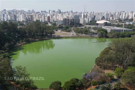 Brazilian lake shocks park visitors with its bright green .